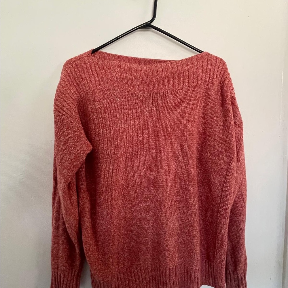Time and Tru Off-the-Shoulder Sweater in Deep Red